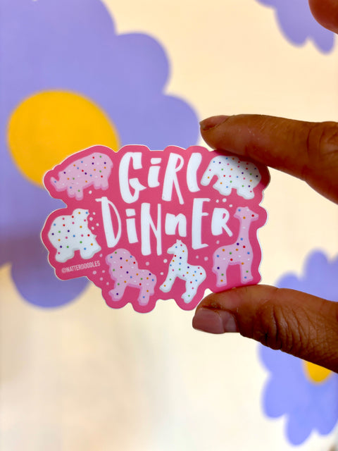 Girl Dinner Animal Cookies Funny Silly Sticker