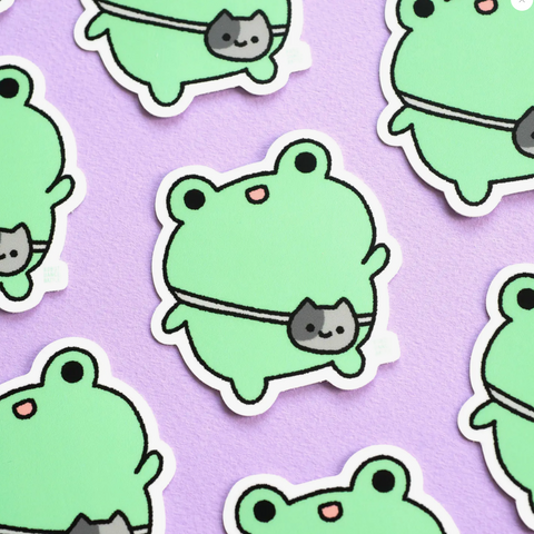 Wasabi the Cat Bag Frog Sticker