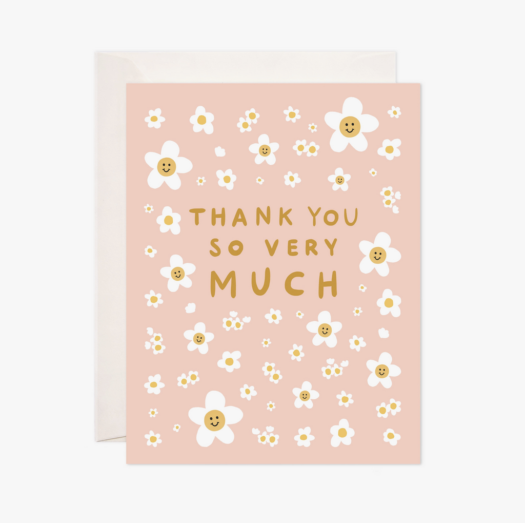 Flower Smiles Thanks Greeting Card - Thank You Card