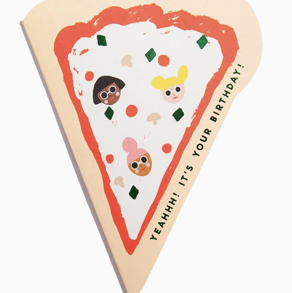 Pizza - Shaped Birthday Card