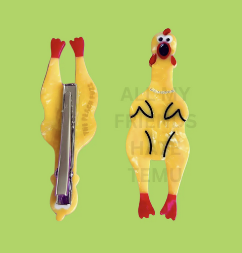 Rubber Chicken Hair Clip Set