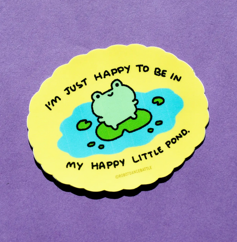 Happy Little Pond Frog Sticker