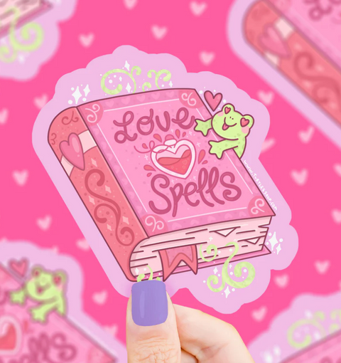 Love Spells Book Witchy Pink Art Cute Vinyl Sticker