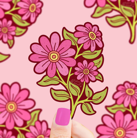 Pink Wildflower Vinyl Sticker