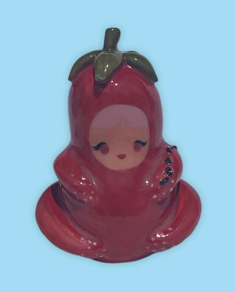 Artisanal Handmade + Painted Strawberry Incense Bean