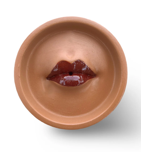 Lips Concrete Incense Burner - Mocha