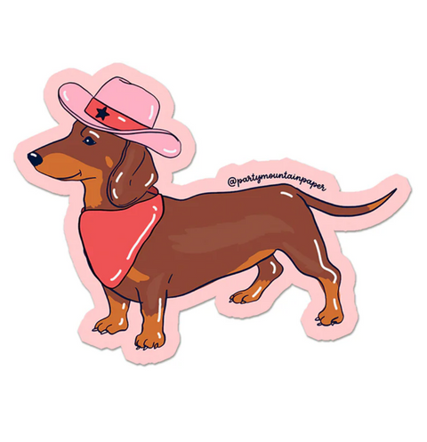 Weenie Dog Cowboy Sticker