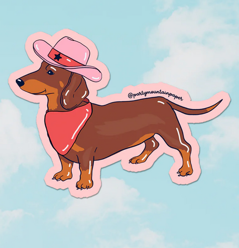 Weenie Dog Cowboy Sticker