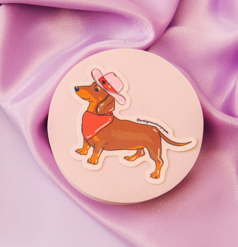 Weenie Dog Cowboy Sticker