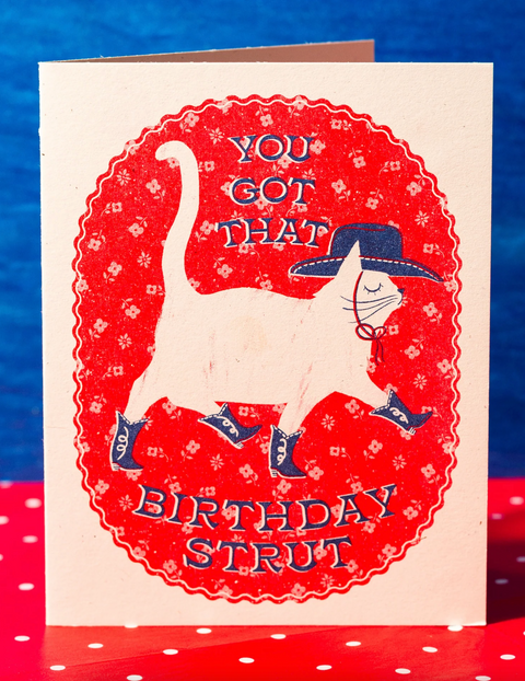 Birthday Strut Risograph Card