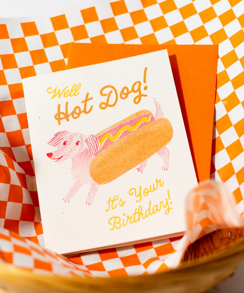 Hot Dog Risograph Birthday Card