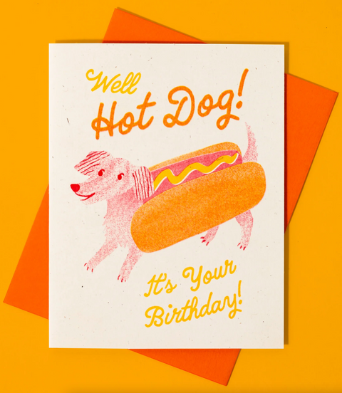 Hot Dog Risograph Birthday Card