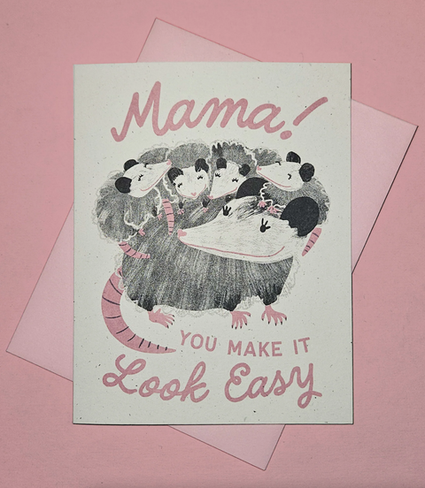 Mama Possum Mother's Day Risograph Card