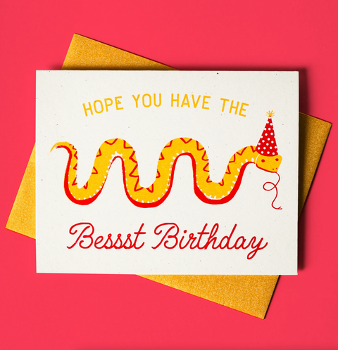 Bessst Birthday Snake Risograph Card
