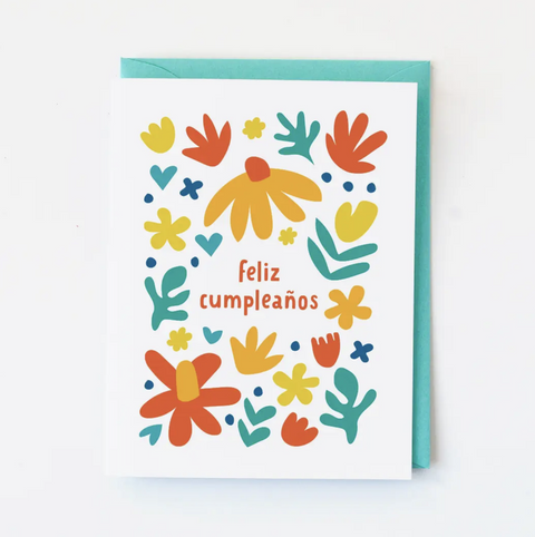 Abstract Floral Cumpleaños Card | Spanish Birthday Card