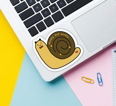 Slowly but surely kawaii snail vinyl sticker