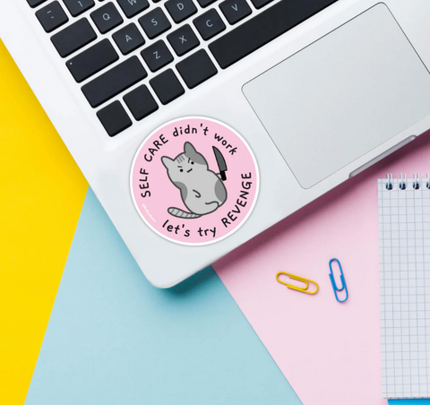 Kawaii Kitty Let's Try Revenge Vinyl Sticker