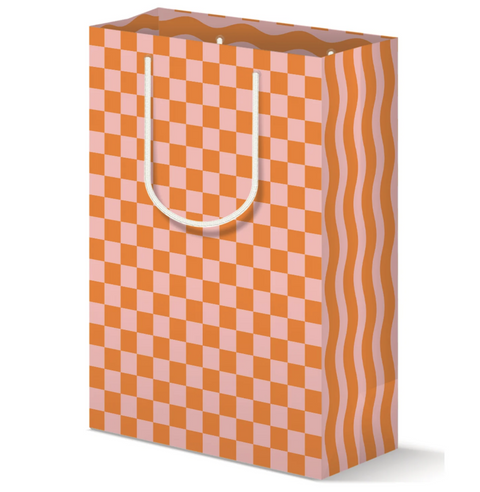 CORAL CHECKERBOARD GIFT BAG