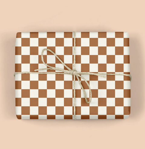 BROWN CHECKERBOARD Gift Wrap Sheets