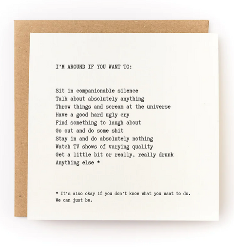 I'm Around Letterpress Card