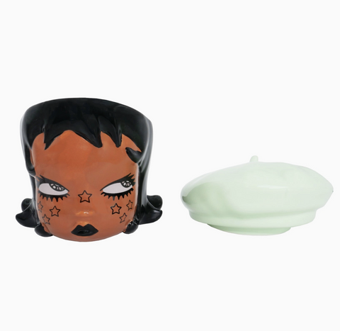Ramona Ceramic Storage Jar - Green Beret