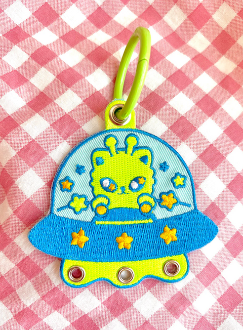 Cat Alien Trinket Holder Embroidered Keychain