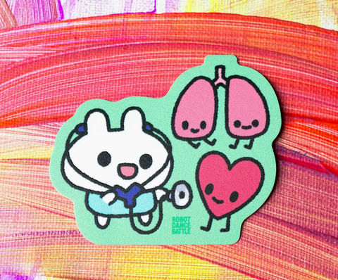 Heart and Lung Doctor Bunny Sticker