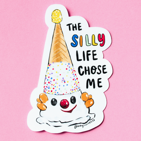 Silly Clown Cone Vinyl Sticker