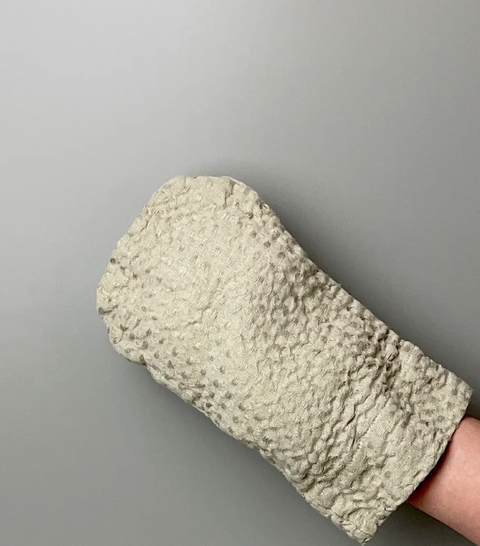 Waffle Weave Linen Washing Bath Mitt Made in USA