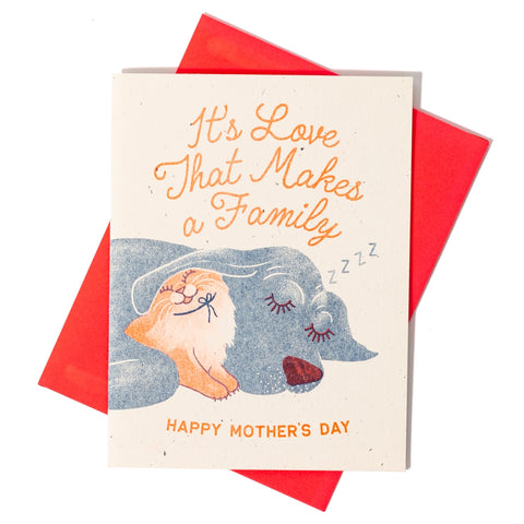 It's Love That Makes A Family - Risograph Mothers Day Card