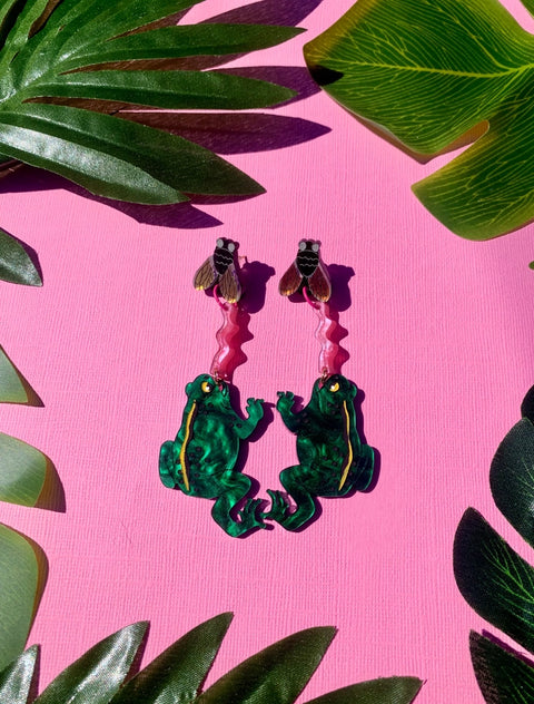 Frog and Fly Earrings