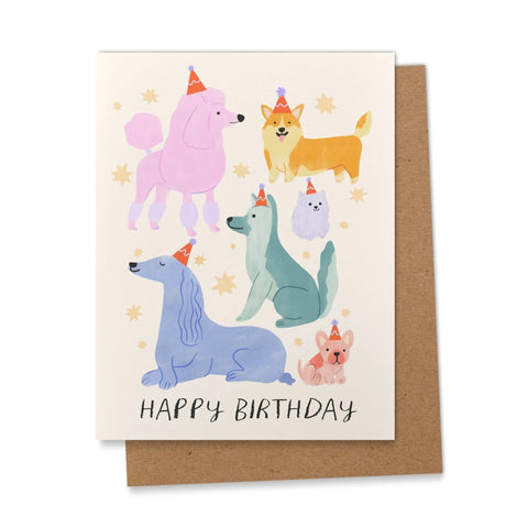 Colorful Dogs Birthday Greeting Card