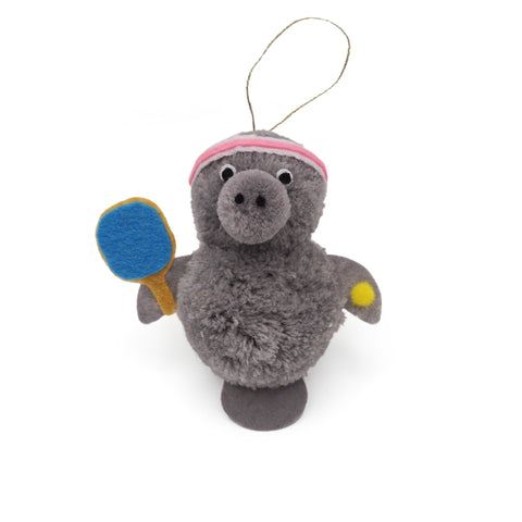 Ping Pong Manatee Pom Pom Ornament