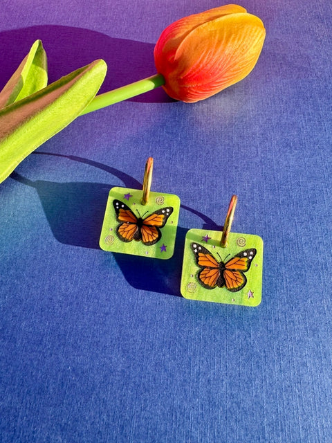 Monarch Butterfly Tiles Earrings