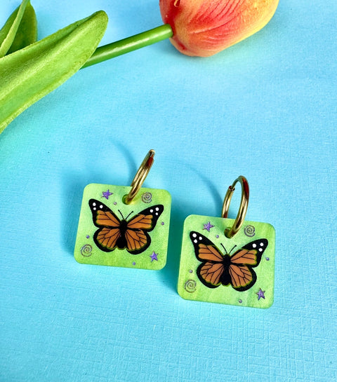 Monarch Butterfly Tiles Earrings