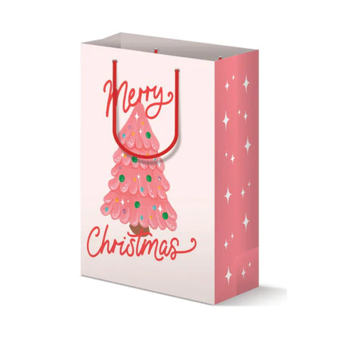 Pink Christmas Tree Gift Bag