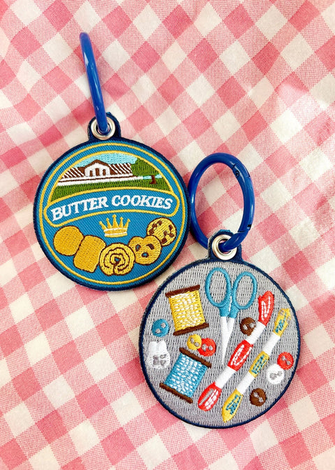 Butter Cookie Tin Embroidered Keychain