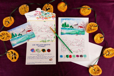 Winter Snow Landscape Paint By Number Diy Watercolor Kit