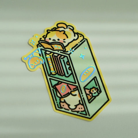 Bunnie Island Reading Club, Mocha & Maple Die-Cut Sticker