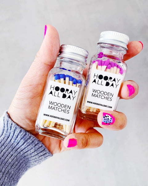 Colorful Wooden Matches in Little Glass Bottle