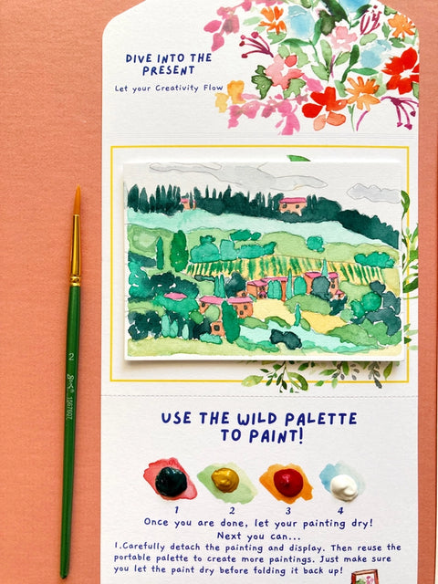 Tuscan Italian Landscape Watercolor Paint By Number Diy Kit