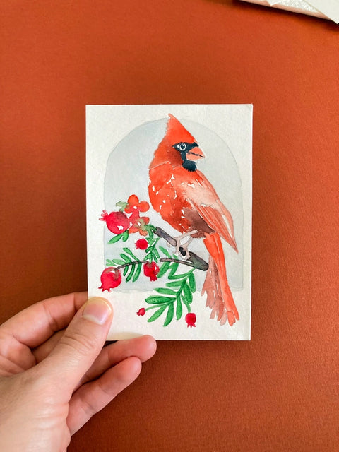 Red Cardinal Bird Floral Watercolor Paint By Number Diy Kit
