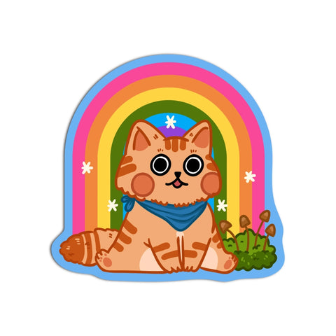 Kawaii Rainbow Dazed Cat Vinyl Waterproof Sticker