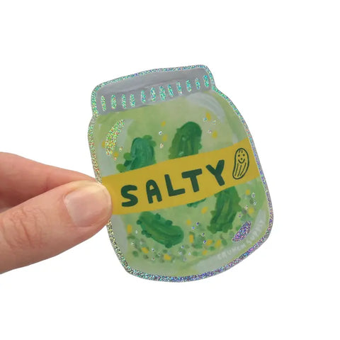 Salty Pickle Jar Glitter Sticker
