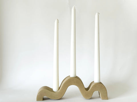Wavy Taper Candle Holder | Candlestick Holder - Oat