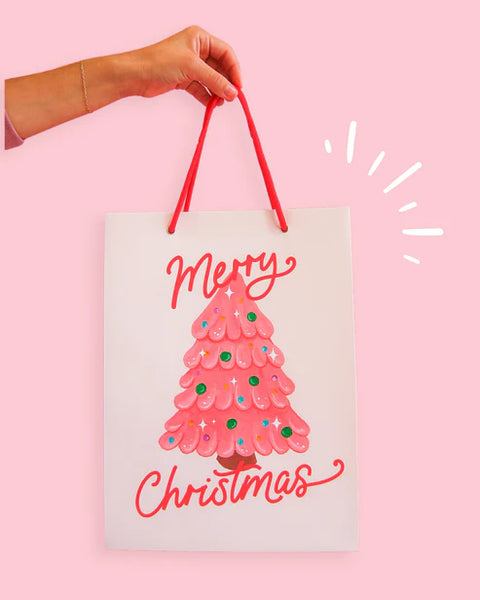Pink Christmas Tree Gift Bag