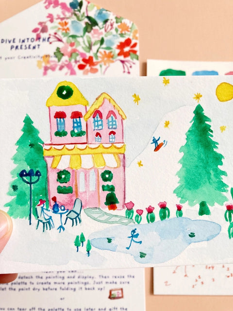Winter Skate Cafe Paint By Number Diy Watercolor Kit