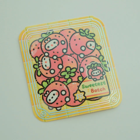 Bunnie Grocery Die Cut Sticker - Strawberry Sweetest Batch