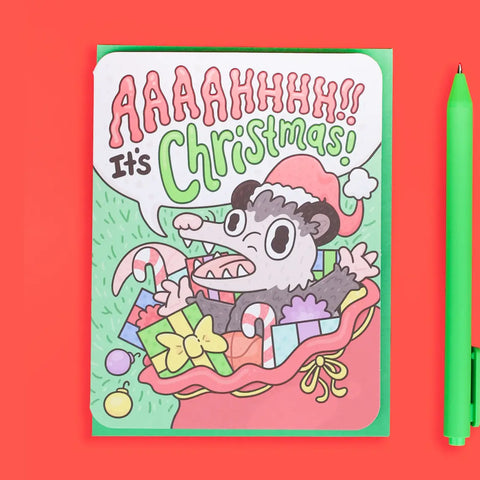 Ahhh It’s Christmas Opossum Greeting Card