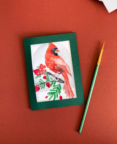 Red Cardinal Bird Floral Watercolor Paint By Number Diy Kit
